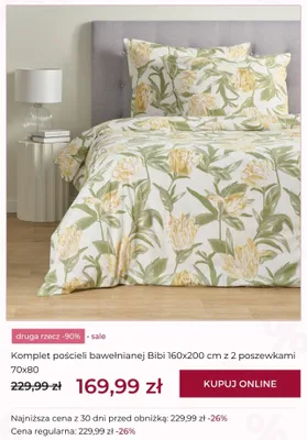 Komplet pościeli bawełnianej Bibi 160x200 cm z 2 poszewkami 70x80 promocja w home&you