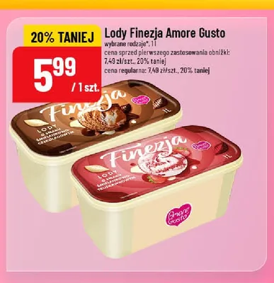 Lody Finezja Amore Gusto o smaku śmietankowo-czekoladowym promocja w POLOmarket