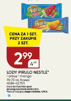 Lody Pirulo Nestlé mango promocja w Chata Polska