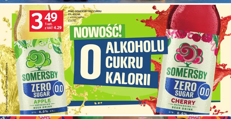 Piwo bezalkoholowe Somersby bez cukru jabłko promocja w Selgros