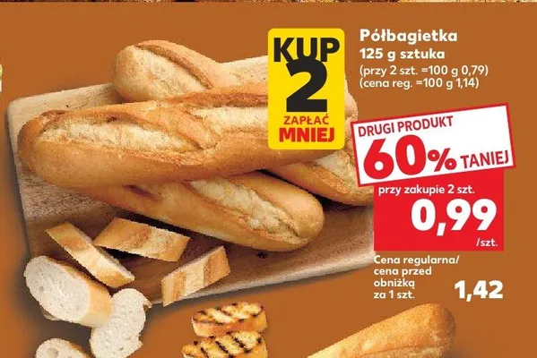 Półbagietka 125 g promocja w Kaufland