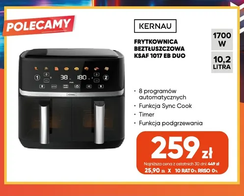 Frytkownica beztłuszczowa Ksaf 1017 Eb Duo Kernau promocja w Max Elektro