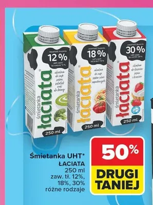 Śmietanka UHT Łaciata 12% promocja w Carrefour