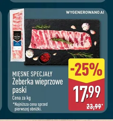 Żeberka wieprzowe paski Mięsne Specjały promocja w Aldi