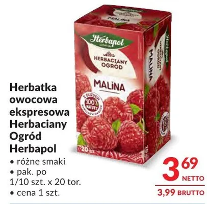 Herbatka owocowa ekspresowa Herbciany Ogród Herbapol różne smaki promocja w Makro