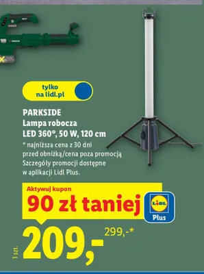 Lampa robocza LED 360°, 50 W, 120 cm promocja w Lidl