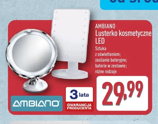Lusterko kosmetyczne LED Ambiano promocja w Aldi