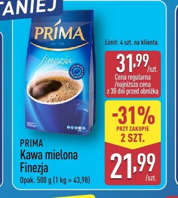 Kawa mielona Finezja PRIMA promocja w Aldi