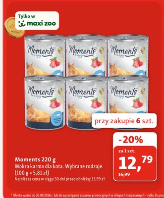 Mokra karma dla kota Moments promocja w MAXI ZOO