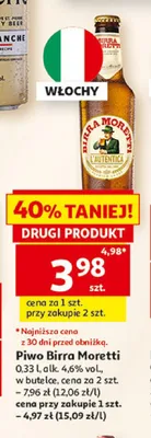 Piwo Birra Moretti L'Autentica promocja w Auchan