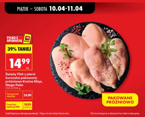 Filet z piersi kurczaka pakowany próżniowo promocja w Biedronka