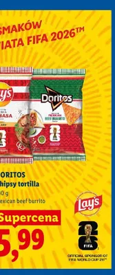 Chipsy tortilla Doritos Mexican Beef Burrito promocja w Lidl