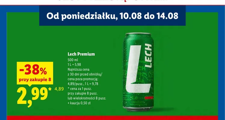 Piwo Lech Premium promocja w Lidl