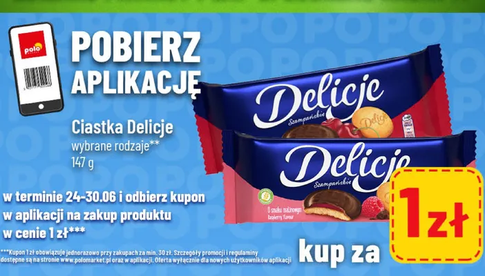 Ciastka Delicje Szampańskie o smaku wiśniowym promocja w POLOmarket