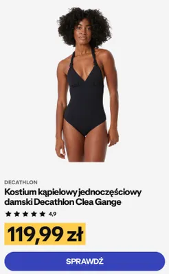 Kostium kąpielowy jednoczęściowy damski Decathlon Clea Gange promocja w Decathlon