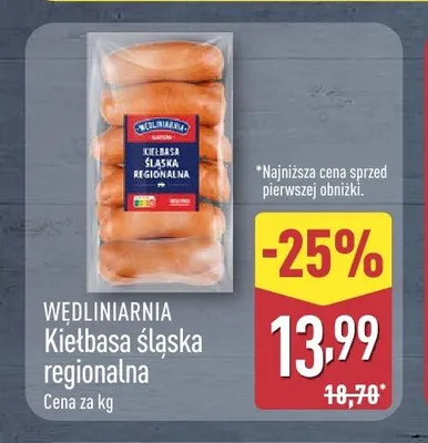 Kiełbasa śląska regionalna Wędliniarnia promocja w Aldi