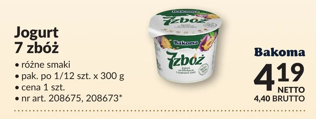 Jogurt 7 zbóż promocja w Makro