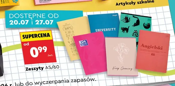 Zeszyt a5 60 kartek język polski promocja w Biedronka
