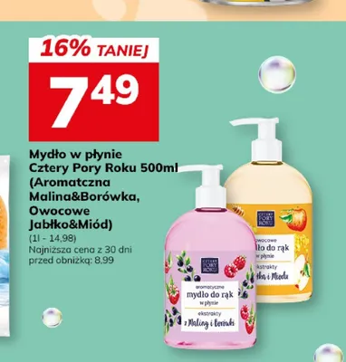 Mydło w płynie Cztery Pory Roku Aromatyczna Malina & Borówka promocja w Hitpol