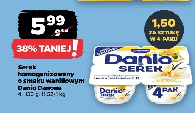 Serek homogenizowany o smaku waniliowym promocja w Netto