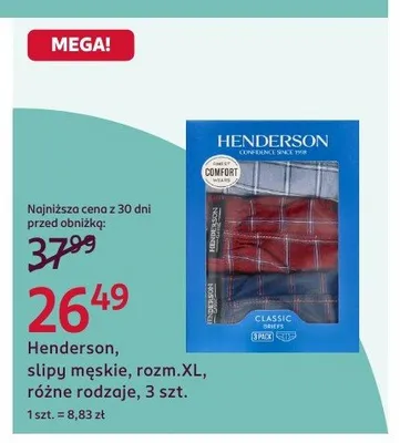 Slipy męskie Henderson 3-pak promocja w Rossmann