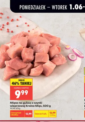 Mięso na gulasz z szynki wieprzowej Kraina Mięs promocja w Biedronka