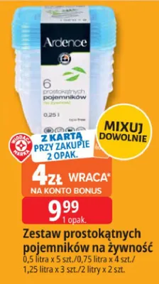 Zestaw prostokątnych pojemników na żywność promocja w Leclerc