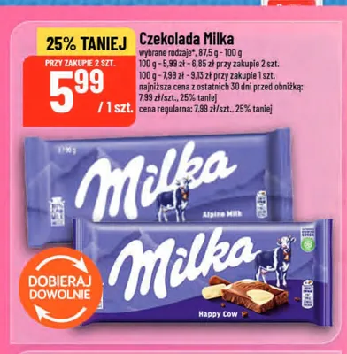 Czekolada Milka Happy Cow promocja w POLOmarket