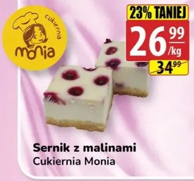 Sernik z malinami Cukiernia Monia promocja w API Market