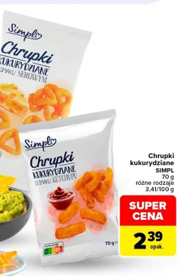 Chrupki kukurydziane o smaku serowym SIMPL promocja w Carrefour Market