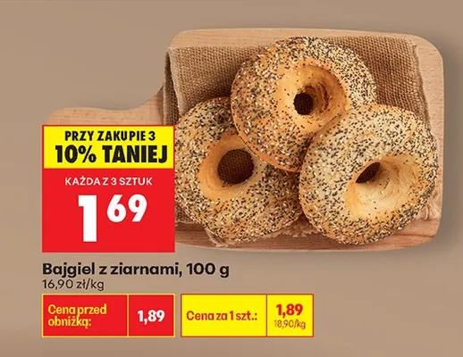 Bajgiel z ziarnami promocja w Biedronka