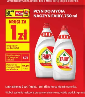 Płyn do mycia naczyń Fairy Cytryna promocja w Biedronka