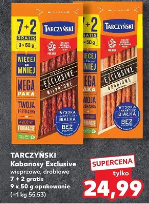 Kabanosy Exclusive wieprzowe Tarczyński 7+2 gratis promocja w Kaufland