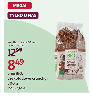 Czekoladowe crunchy enerBiO promocja w Rossmann