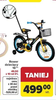 Rower dziecięcy 16" promocja w Carrefour