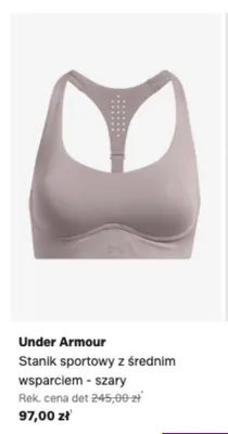 Stanik sportowy z średnim wsparciem Under Armour szary promocja w Lounge by Zalando