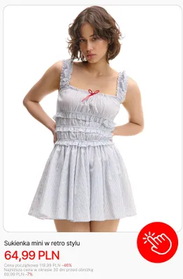 Sukienka mini w retro stylu Cropp promocja w Cropp