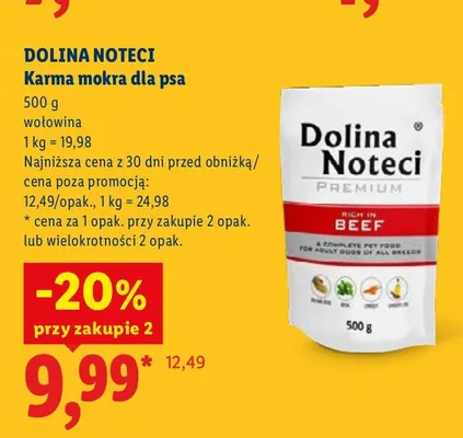Karma mokra dla psa wołowina Dolina Noteci promocja w Lidl