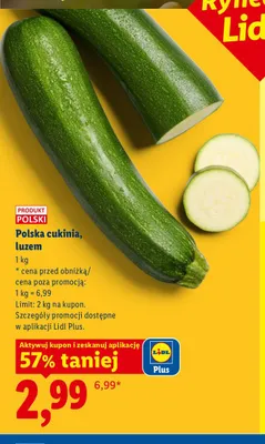 Cukinia polska luzem Ryneczek Lidla promocja w Lidl