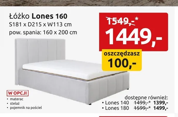 Łóżko Lones 180 promocja w Black Red White