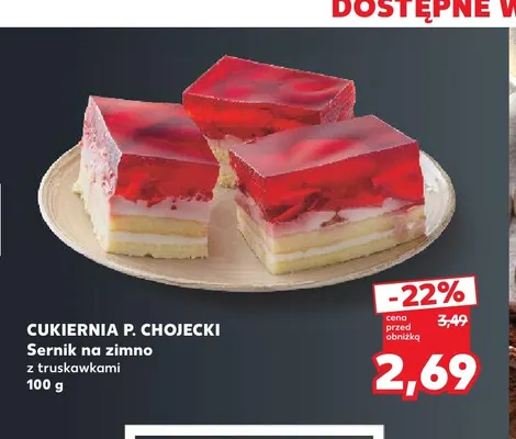 Sernik na zimno z truskawkami Cukiernia P. Chojecki promocja w Kaufland