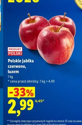 Jabłka czerwone polskie promocja w Lidl