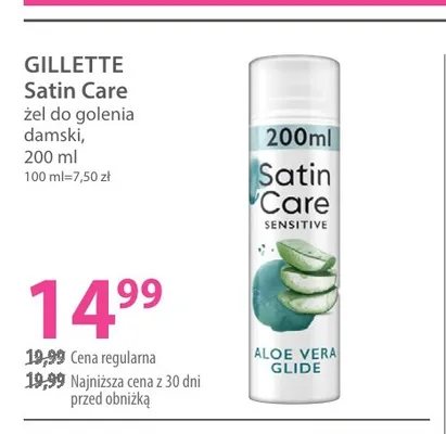 Żel do golenia damski Gillette Satin Care Sensitive Aloe Vera Glide promocja w Hebe