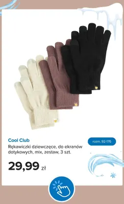 Rękawiczki dziewczęce do ekranów dotykowych zestaw 3 szt. Cool Club promocja w Smyk