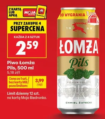 Piwo Łomża Pils promocja w Biedronka