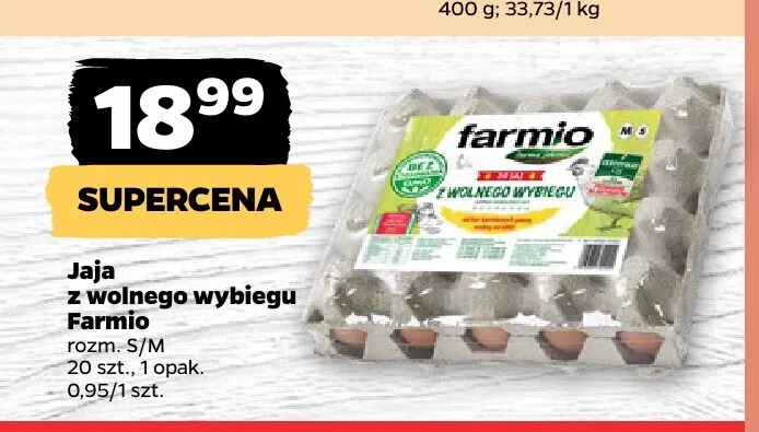 Jajka kurze z wolnego wybiegu Farmio promocja w Netto