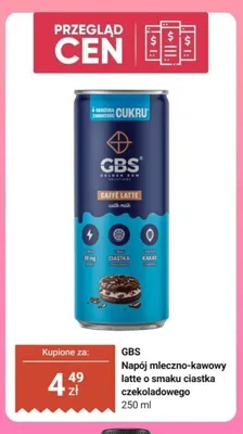 Napój mleczno-kawowy GBS Caffe Latte o smaku ciastka czekoladowego promocja w Dino