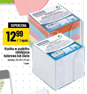 Kostka w pudełku nieklejona biała Donau 83x83x75 mm promocja w POLOmarket