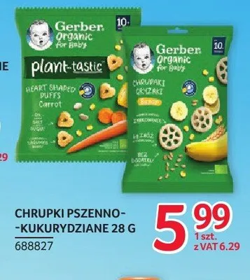 Chrupki pszenno-kukurydziane Gerber Organic promocja w Selgros