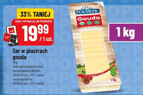 Ser w plastrach gouda Polmlek promocja w POLOmarket
